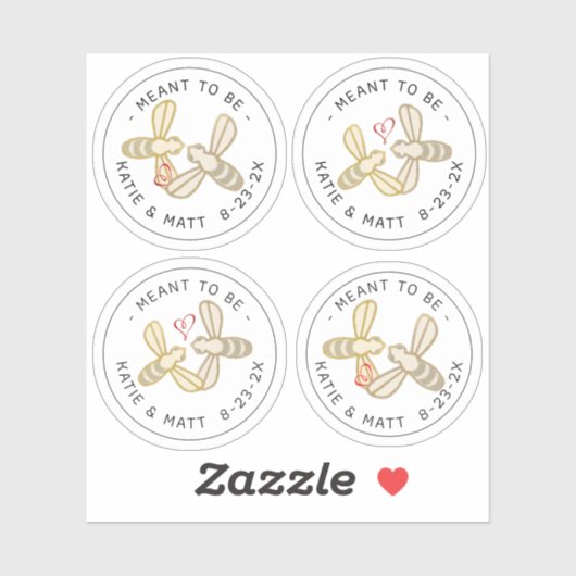 Sweet Little bijen Heart Meant to be Wedding Honey Sticker (Vel)