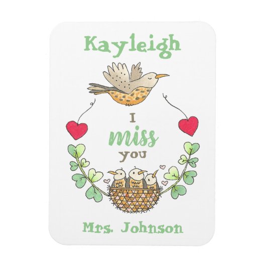 Sweet Little Birds I Miss You Teacher Magneet (Verticaal)