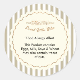 Sweet Little Bites Bakery Food Allergy Allert Ronde Sticker