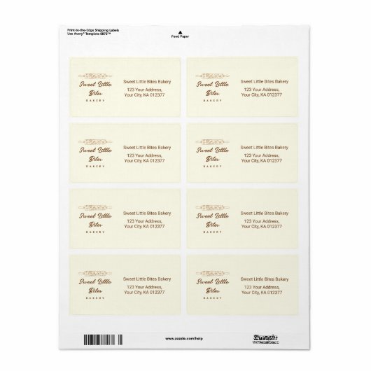 Sweet Little Bites Bakery  Shipping  Etiket (Full Sheet)