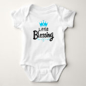 Sweet "Little Blessing" Blue Romper (Voorkant)