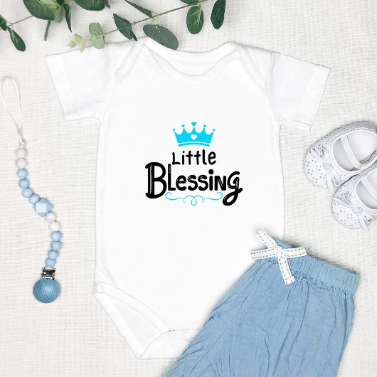 Sweet "Little Blessing" Blue Romper