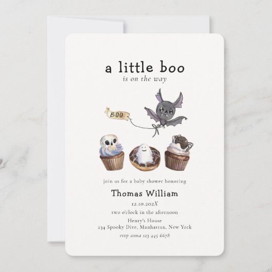 Sweet Little Boo Halloween cupcake Baby shower Kaart (Voorkant)