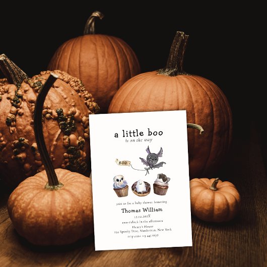 Sweet Little Boo Halloween cupcake Baby shower Kaart