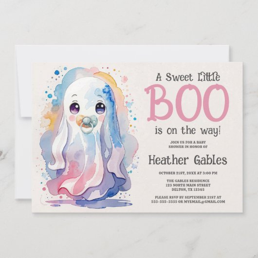 Sweet Little Boo Halloween Ghost Baby shower Kaart (Voorkant)