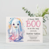 Sweet Little Boo Halloween Ghost Baby shower Kaart (Staand voorkant)