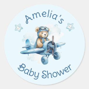 Sweet Little Boy On The Way Baby shower Ronde Sticker