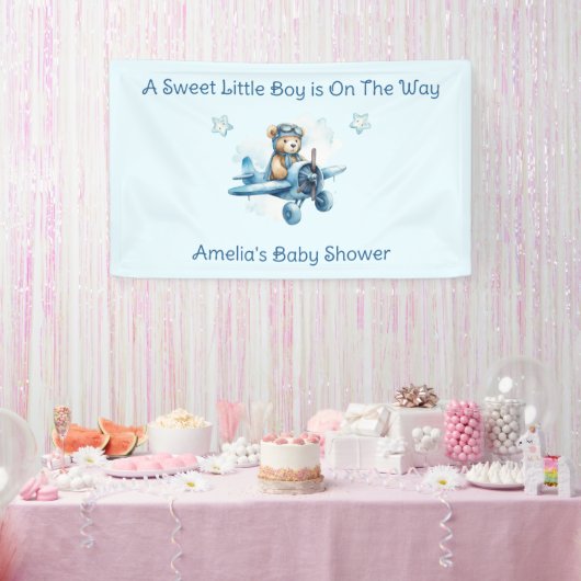 Sweet Little Boy On The Way Baby shower Spandoek (Feest)