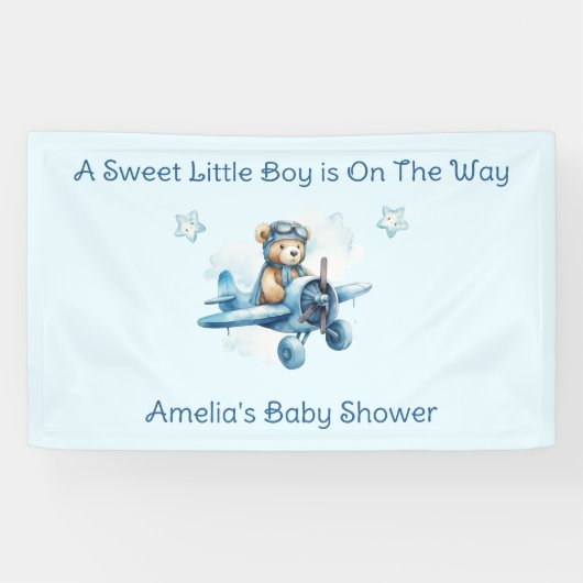 Sweet Little Boy On The Way Baby shower Spandoek (Horizontaal)