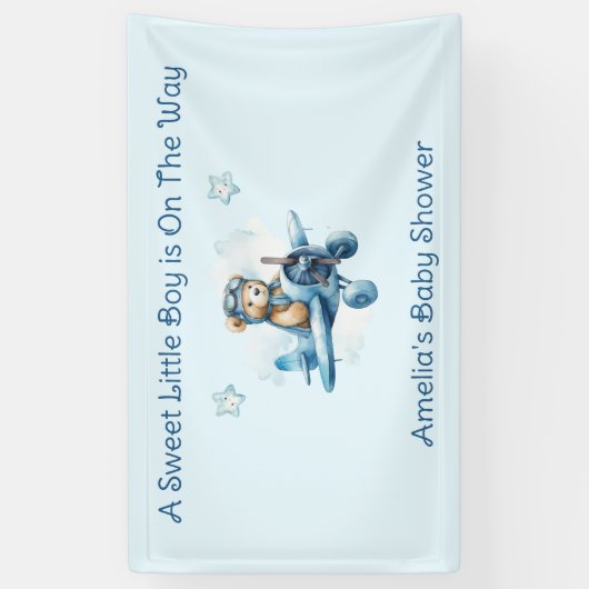 Sweet Little Boy On The Way Baby shower Spandoek (Verticaal)