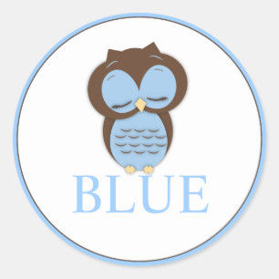 Sweet Little Boy Uil Geslacht Onthullen Team BLAUW Ronde Sticker