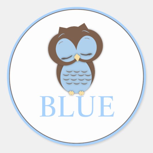 Sweet Little Boy Uil Geslacht Onthullen Team BLAUW Ronde Sticker (Voorkant)
