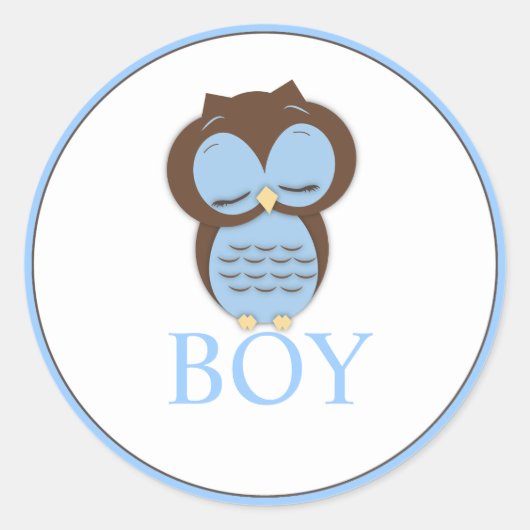 Sweet Little Boy Uil Geslacht onthullen Team BOY Ronde Sticker (Voorkant)