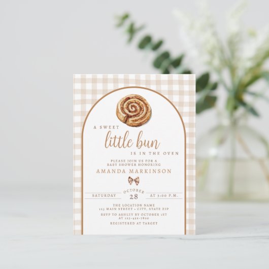 Sweet Little Bun in the Oven Neutral Baby Shower  Briefkaart (Staand voorkant)