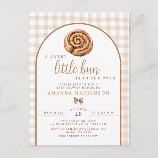 Sweet Little Bun in the Oven Neutral Baby Shower  Briefkaart (Voorkant)