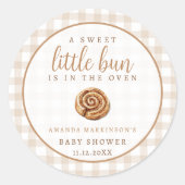 Sweet Little Bun in the Oven Neutral Baby Shower  Ronde Sticker (Voorkant)