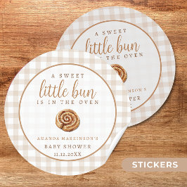 Sweet Little Bun in the Oven Neutral Baby Shower Ronde Sticker