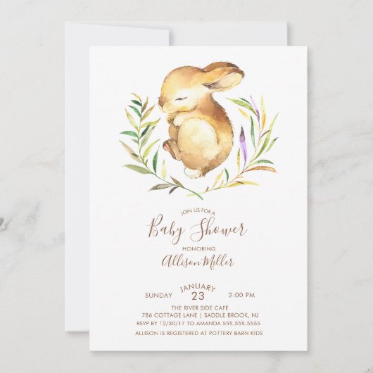Sweet Little Bunny Baby shower Invitation Kaart (Voorkant)