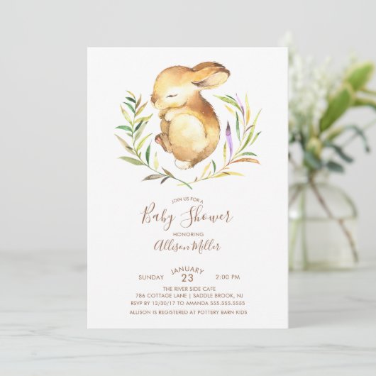 Sweet Little Bunny Baby shower Invitation Kaart (Staand voorkant)
