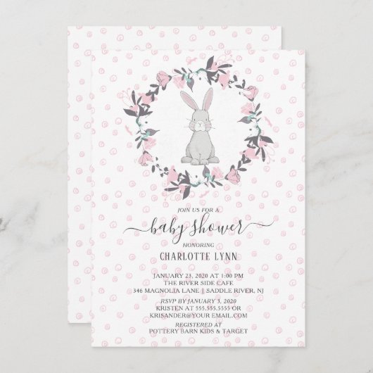 Sweet Little Bunny Baby shower Kaart (Voorkant / Achterkant)