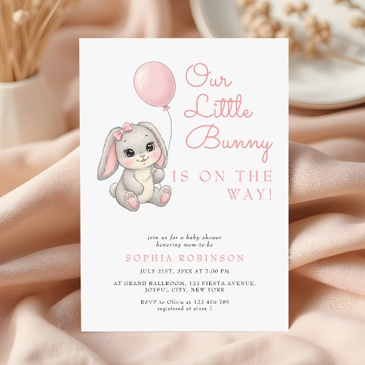 Sweet Little Bunny Blush Pink Girl Baby shower Kaart