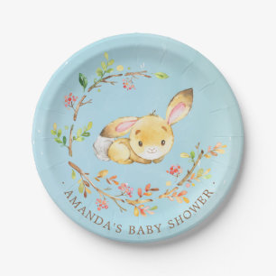 Sweet Little Bunny Boy Baby shower 7-inch Bord