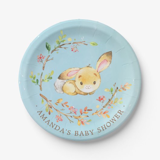 Sweet Little Bunny Boy Baby shower 7-inch Bord (Voorkant)