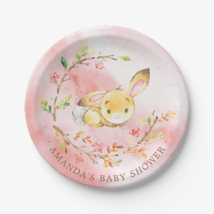Sweet Little Bunny Girls Baby shower 7-inch Bord