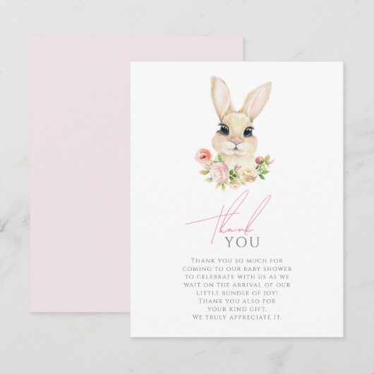 Sweet Little Bunny - Hartelijk dank Bedankkaart (Voorkant / Achterkant)