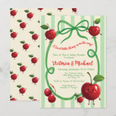 Sweet Little Cherry Baby shower Uitnodiging (Voorkant / Achterkant)