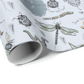 Sweet Little Critter Blue Baby Bugs Insecten Kinde Cadeaupapier (Rol Hoek)