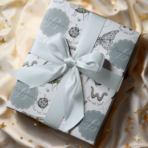 Sweet Little Critter Blue Baby Bugs Insecten Kinde Cadeaupapier