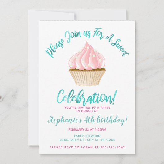 Sweet Little Cupcake Birthday Kaart (Voorkant)