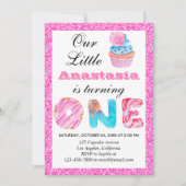Sweet Little Cupcake Roze Glitter 1st Birthday One Kaart (Voorkant)