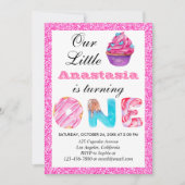 Sweet Little Cupcake Roze Glitter 1st Birthday One Kaart (Voorkant)