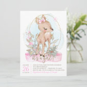 Sweet Little Deer Baby shower Invitation Kaart (Staand voorkant)