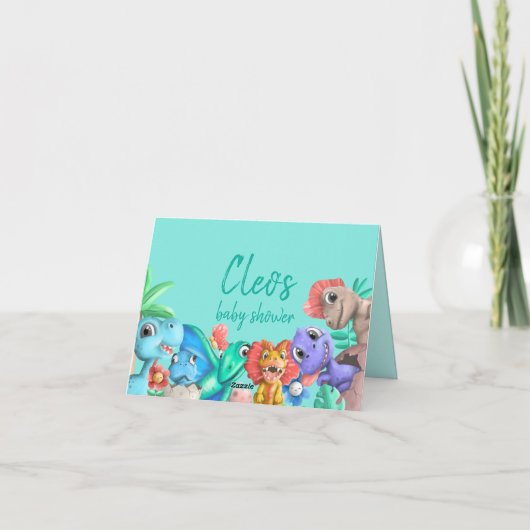 Sweet Little Dino op zijn Way Baby shower Bedankkaart (Achterkant)