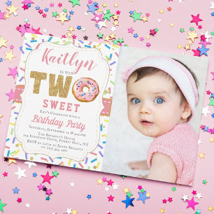 Sweet Little Donut Girls 2e verjaardag Uitnodiging