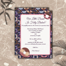 Sweet Little Donut Paarse Geboorte Aankondiging