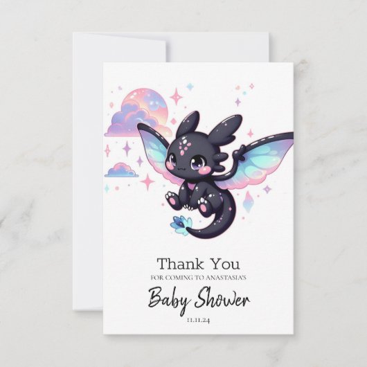 Sweet Little Dragon-Baby shower Bedankkaart (Voorkant)