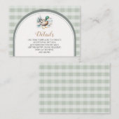 Sweet Little Duckling Gingham Baby shower Details Informatiekaartje (Voorkant / Achterkant)