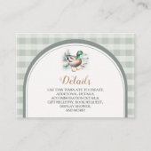 Sweet Little Duckling Gingham Baby shower Details Informatiekaartje (Voorkant)
