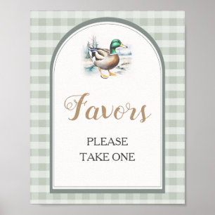 Sweet Little Duckling Gingham Baby shower Favors Poster