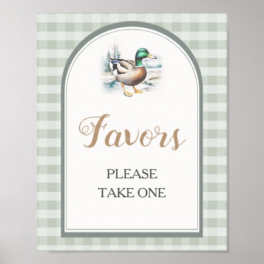 Sweet Little Duckling Gingham Baby shower Favors Poster (Voorkant)