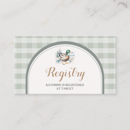 Sweet Little Duckling Gingham Baby shower Registry Informatiekaartje (Voorkant)