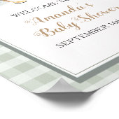 Sweet Little Duckling Gingham Baby shower Welkom Poster (Hoek)