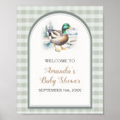 Sweet Little Duckling Gingham Baby shower Welkom Poster (Voorkant)