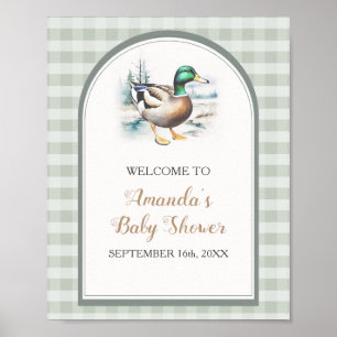 Sweet Little Duckling Gingham Baby shower Welkom Poster