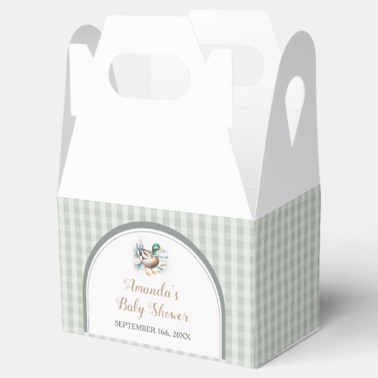 Sweet Little Duckling Mallard Gingham Baby shower Bedankdoosjes (Geopend)