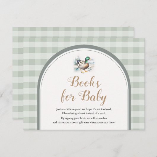 Sweet Little Duckling Mallard Gingham Baby shower Briefkaart (Voorkant / Achterkant)